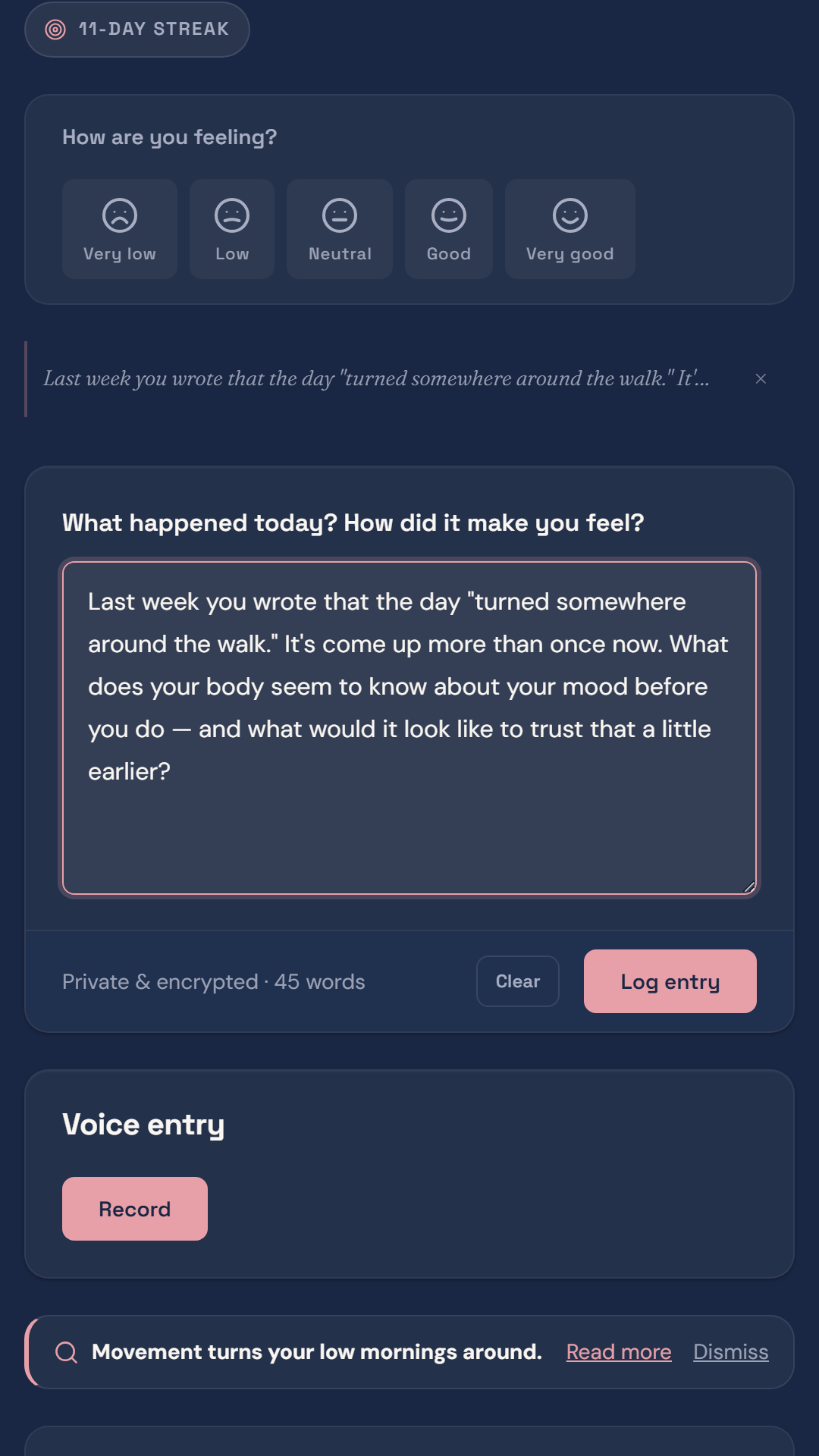 The distraction-free writing composer with a daily reflection prompt